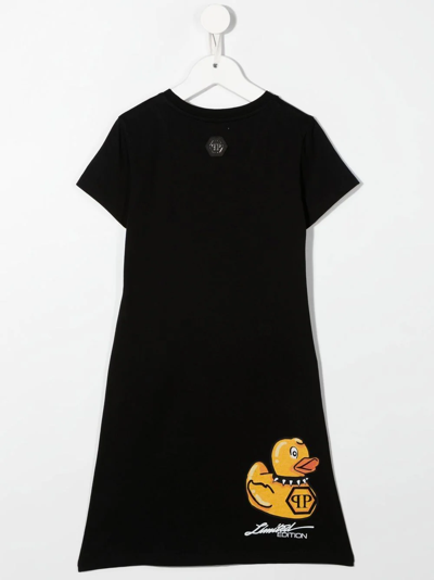 Shop Philipp Plein Junior Logo-print Short-sleeved T-shirt Dress In Black