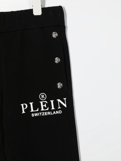 Shop Philipp Plein Junior Logo-print Cotton Track Trousers In Black