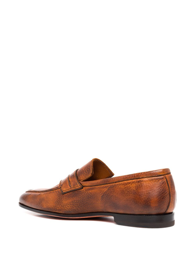 Shop Bontoni Principe Leather Slip-on Loafers In Brown