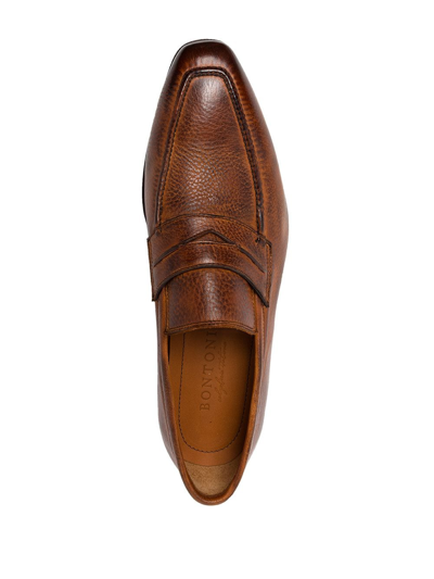 Shop Bontoni Principe Leather Slip-on Loafers In Brown