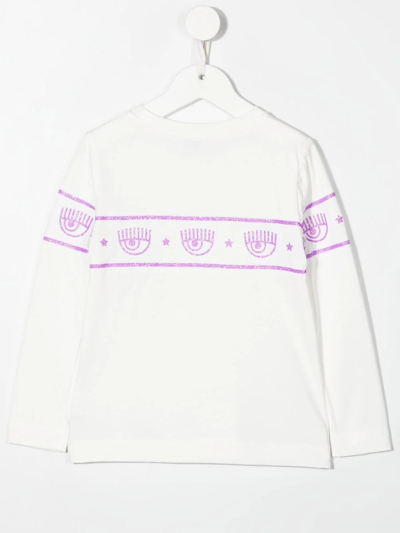 Shop Chiara Ferragni Logo-trim Long-sleeve T-shirt In 0001 White