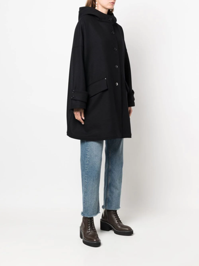Shop Mackintosh Humbie Hood Wool Overcoat In Black