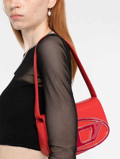 Shop Diesel 1dr Leather Shoulder Bag In Red