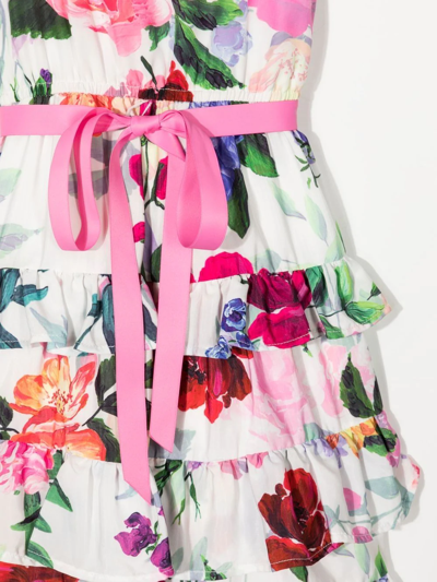 Shop Marchesa Notte Mini Floral-print Tiered Dress In Multicolour