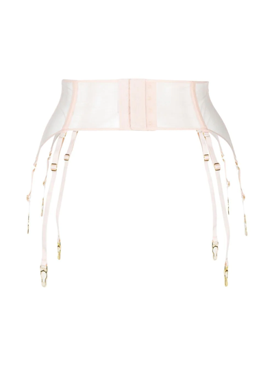 Maison Close Sheer Garter Belt In Pink