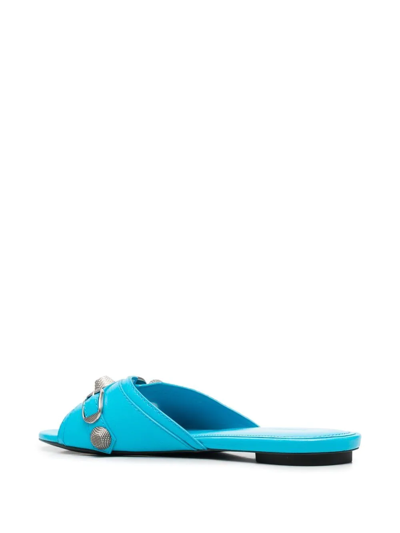 Shop Balenciaga Cagole Flat Sandals In Blue