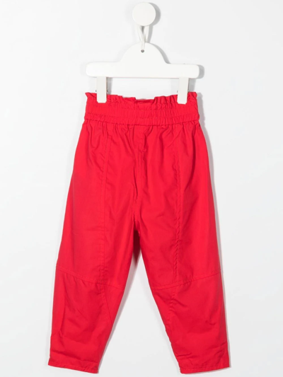 Shop Monnalisa Cotton Tapered Trousers In Red