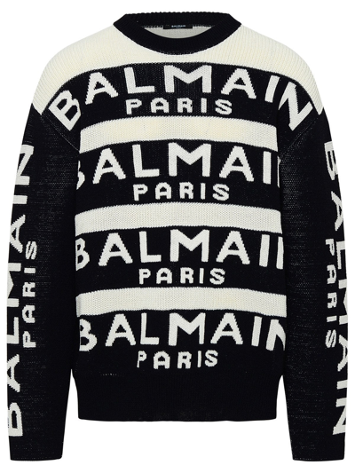 Shop Balmain Wool Blend Sweater In Black