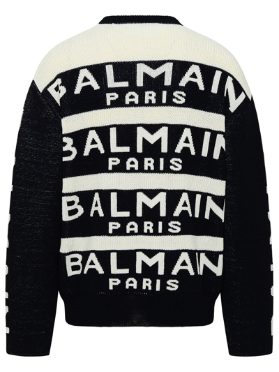 Shop Balmain Wool Blend Sweater In Black