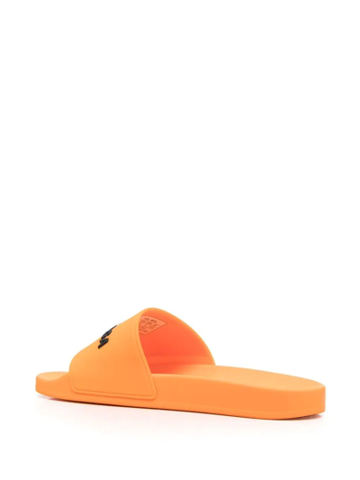 Shop Balenciaga Logo-detail Pool Slides In Orange
