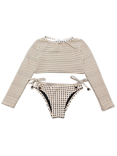 Shop Amir Slama Spot-print Textured Bikini Set In Neutrals