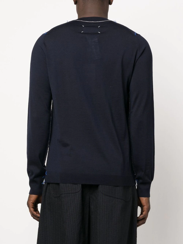 Maison Margiela four-stitch-logo wool jumper - Blue