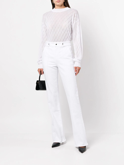 Rta Avalon Open Argyle Sweater In White