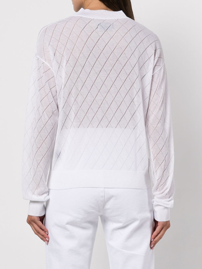 Rta Avalon Open Argyle Sweater In White