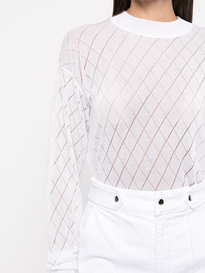Rta Avalon Open Argyle Sweater In White