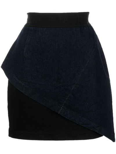 Rta ‘keren' Raw Denim Overlay Wrap Effect Mini Skirt In Black