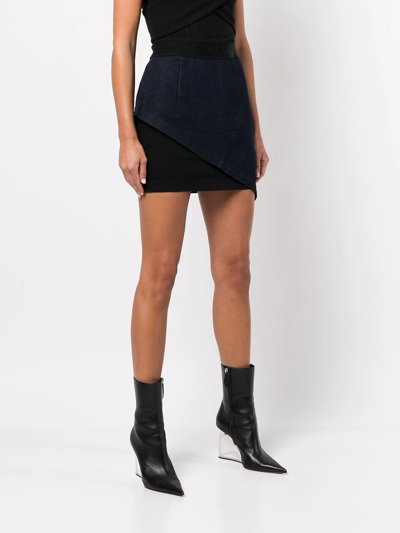 Rta ‘keren' Raw Denim Overlay Wrap Effect Mini Skirt In Black