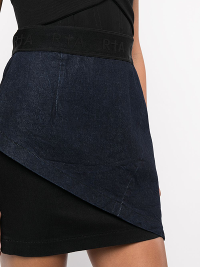 Rta ‘keren' Raw Denim Overlay Wrap Effect Mini Skirt In Black