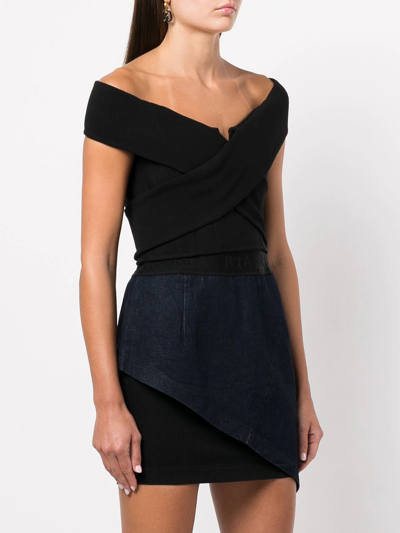 Rta Black Guadalupe Corset Cotton Crop Top In Black