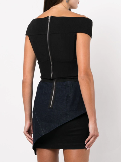 Rta Black Guadalupe Corset Cotton Crop Top In Black