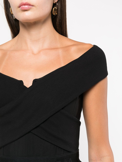 Rta Black Guadalupe Corset Cotton Crop Top In Black