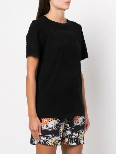 Rta ‘flavia' Pocket Detail Leaf Motif T-shirt In Black
