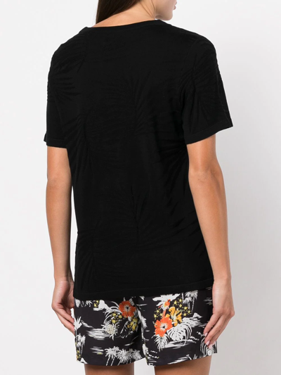 Rta ‘flavia' Pocket Detail Leaf Motif T-shirt In Black