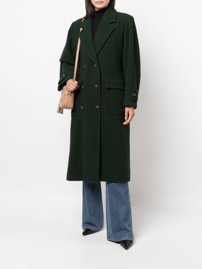 Pre-owned A.n.g.e.l.o. Vintage Cult 1990s Double-breasted Below-knee Coat In Green