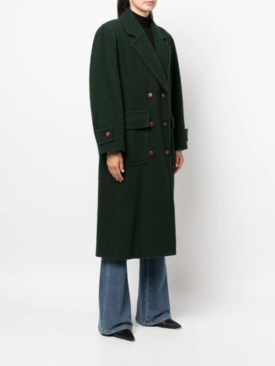 Pre-owned A.n.g.e.l.o. Vintage Cult 1990s Double-breasted Below-knee Coat In Green