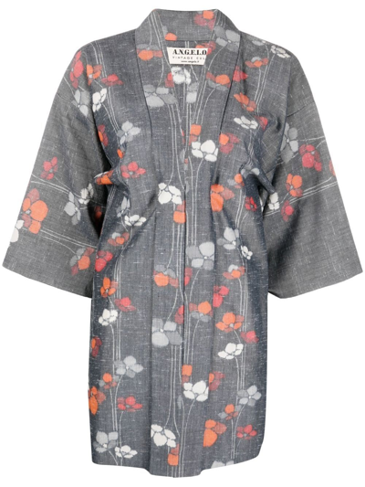 Pre-owned A.n.g.e.l.o. Vintage Cult 1990s Floral-print Kimono In Grey