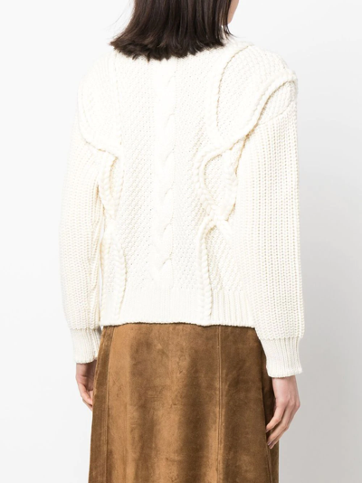 Shop Golden Goose Cable-knit Long-sleeved Jumper In Neutrals
