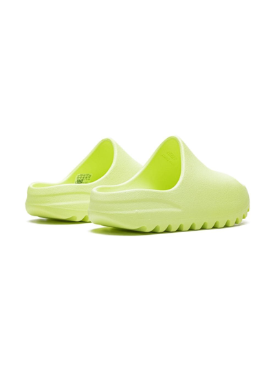 Shop Adidas Originals Yeezy "glow Green" Slides In Glwgrn/glwgrn/glwgrn