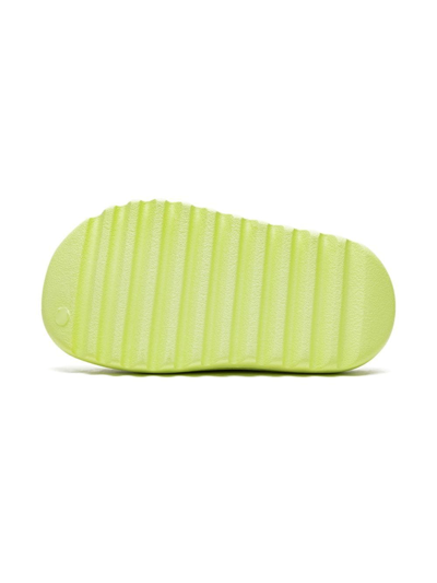 Shop Adidas Originals Yeezy "glow Green" Slides In Glwgrn/glwgrn/glwgrn