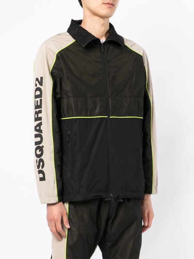 Shop Dsquared2 Logo-print Zipped Jacket In Black