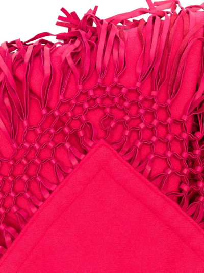 Pre-owned Dior 1970s  Fringed Cashmere Scarf In Pink