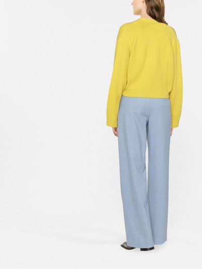 Shop Proenza Schouler Cropped V-neck Cardigan In Yellow