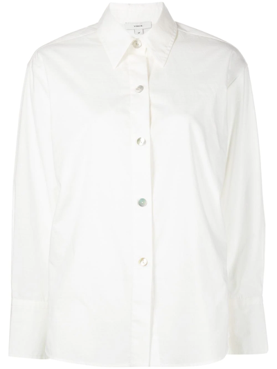 Vince Tie-back Cotton Button-front Shirt In White