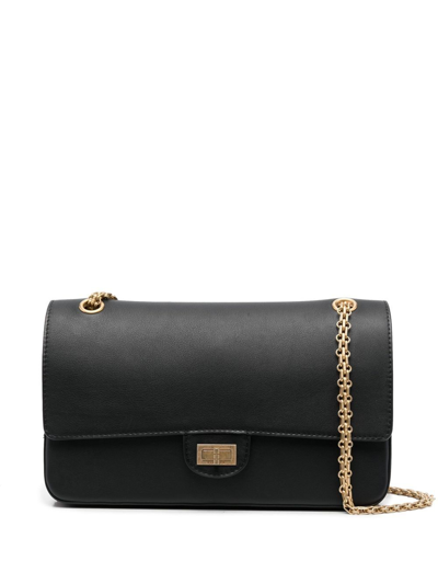 Pre-owned Chanel 2018-2019 Reissue Double Flap Shoulder Bag In Black