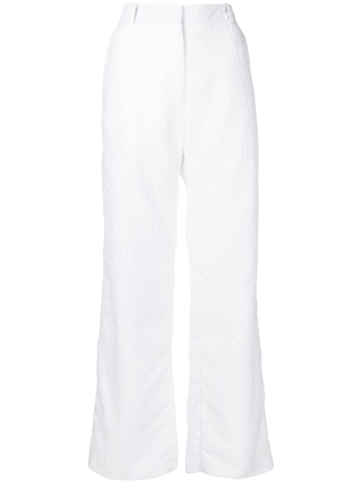 Shop Cecilie Bahnsen Straight-cut Leg Trousers In White