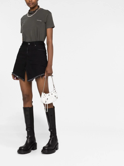 Balenciaga Green Leather Shoulder Handbag With Magnetic Closure And Metal Details In White