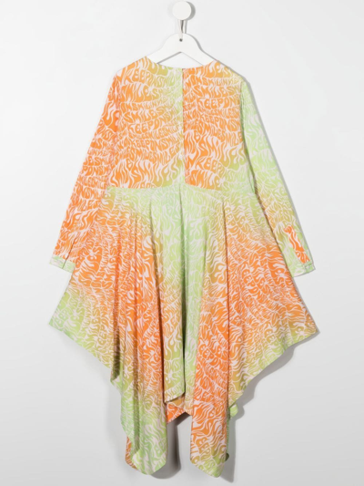 Shop Stella Mccartney Keep On Smilin' Handkerchief-hem Dress In Orange