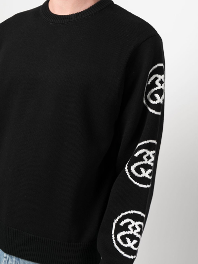 Shop Stussy Logo Jacquard Sweater In Black