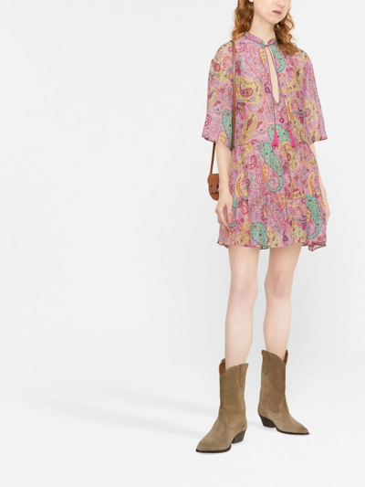 Shop Etro Paisley Print Flared Dress In Pink