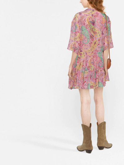 Shop Etro Paisley Print Flared Dress In Pink