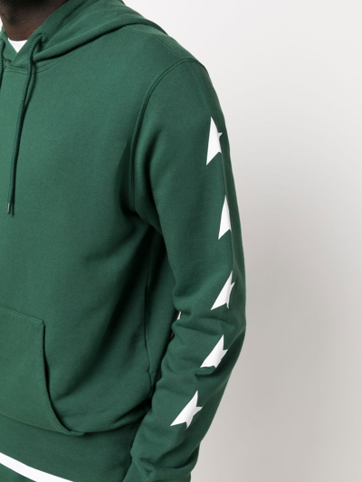 Shop Golden Goose Star-print Relaxed Cotton Hoodie In Green