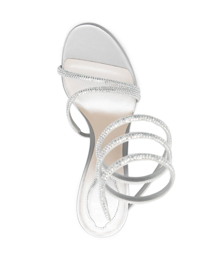 Shop René Caovilla Margot Crystal-embellished Platform Sandals In Grey