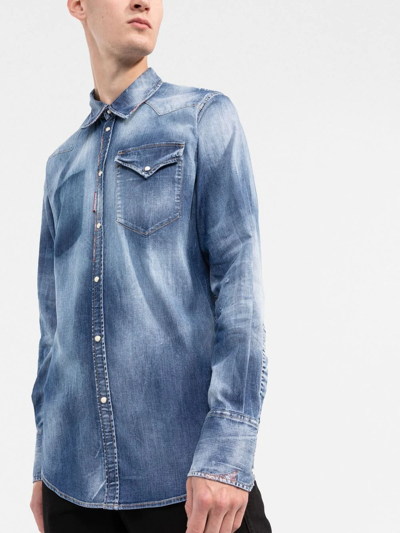 Dsquared2 Denim Shirt In Blue