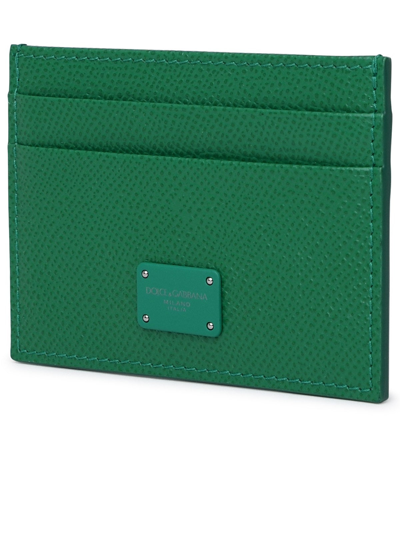 Shop Dolce & Gabbana Leather Dauphine Card Holder In Green