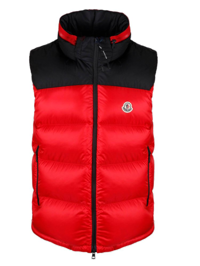 Shop Moncler Ophrys Logo Patch Down Gilet In Red