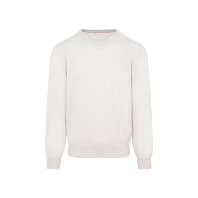 Shop Brunello Cucinelli Crewneck Knitted Jumper In Beige